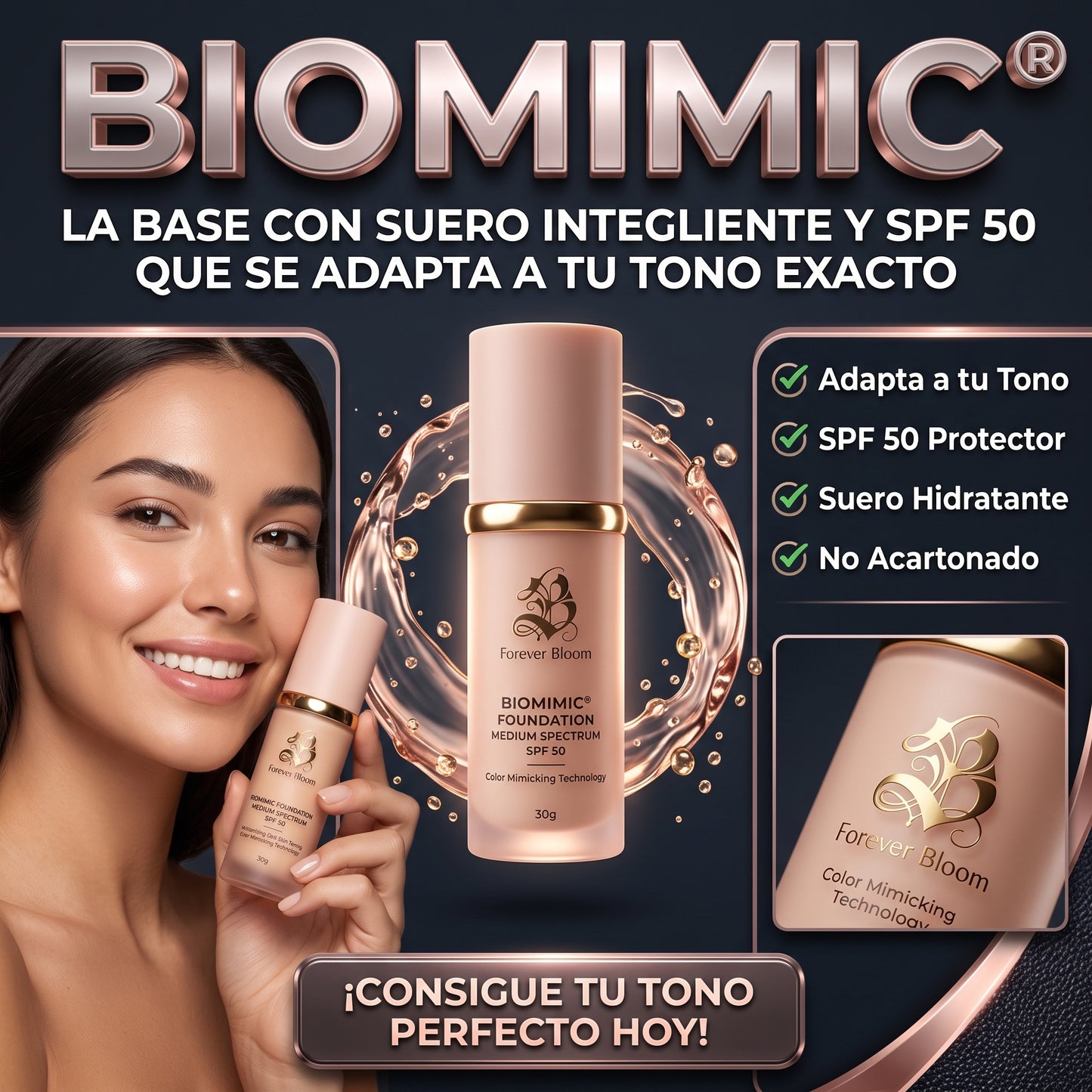 BIOMIMIC® Forever Bloom base de Maquillaje en Suero Mimetizadora de Color Forever