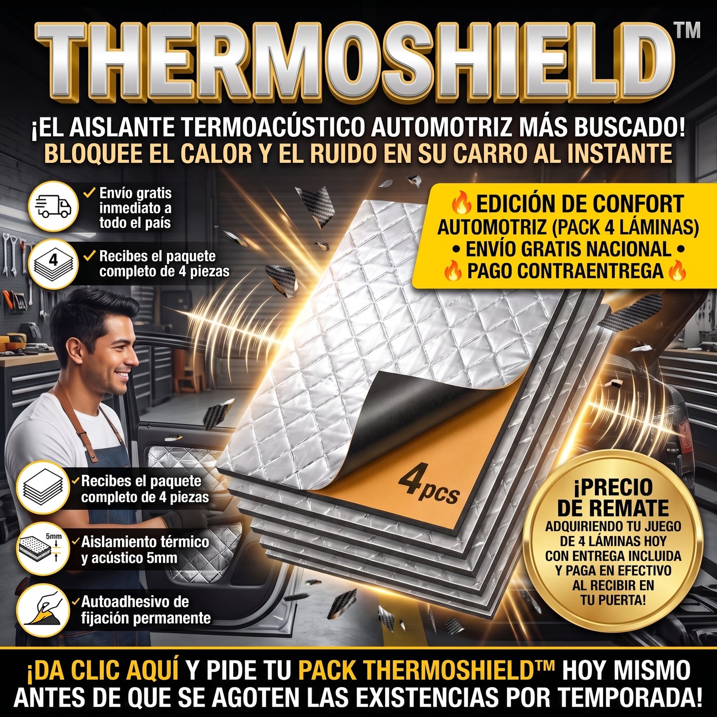 ThermoShield™ Panel Aislante e Insonorizante de Automóvil
