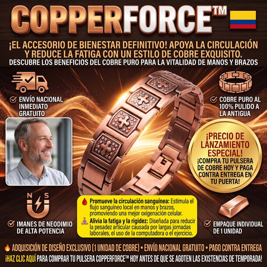CopperForce™ — Brazalete Magnético de Cobre