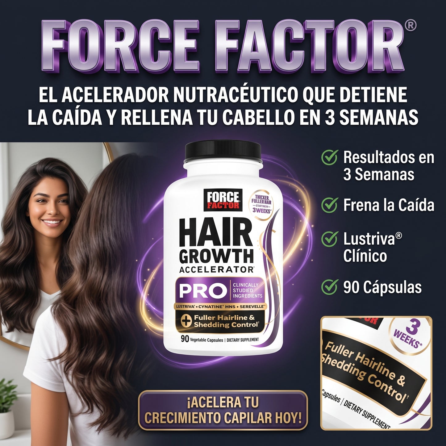 FORCE FACTOR® Acelera el crecimiento del cabello y reduce la caída